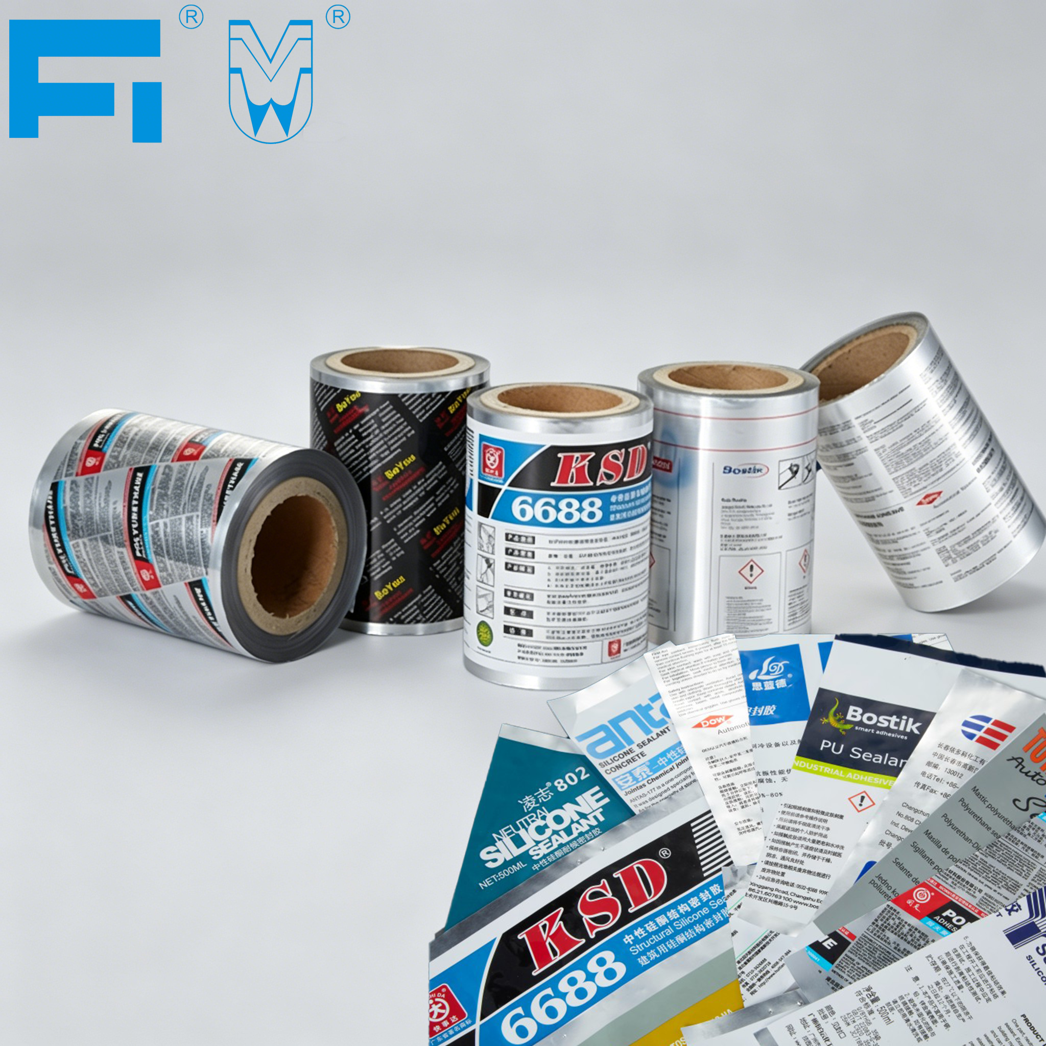 Folha de salsicha de alumínio resistente a produtos químicos impressos personalizados 69um para embalagem de selante MS da indústria