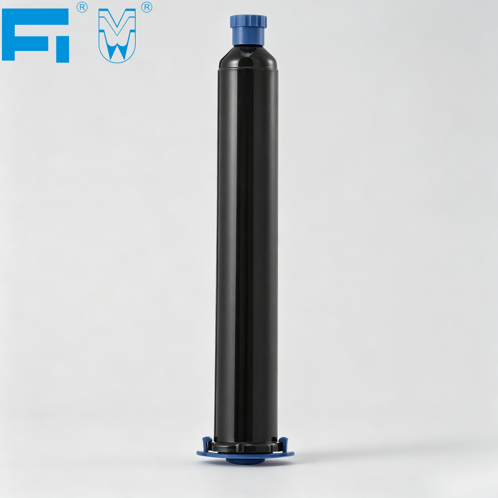 Cartucho de barril de seringa de distribuição pneumática de plástico preto de uso industrial 50ml para embalagens de selante e adesivo